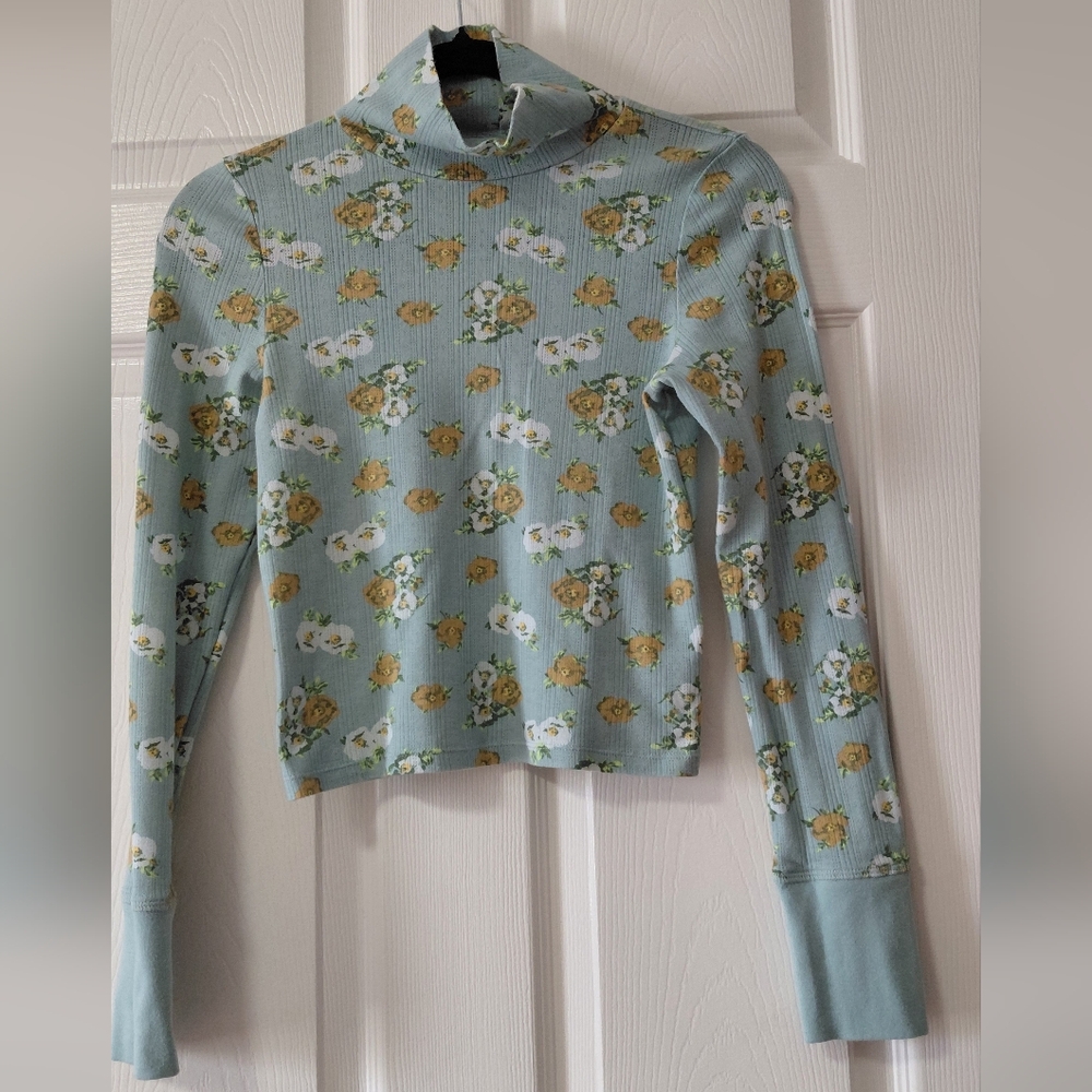 Floral Mock Neck Long Sleeve Top